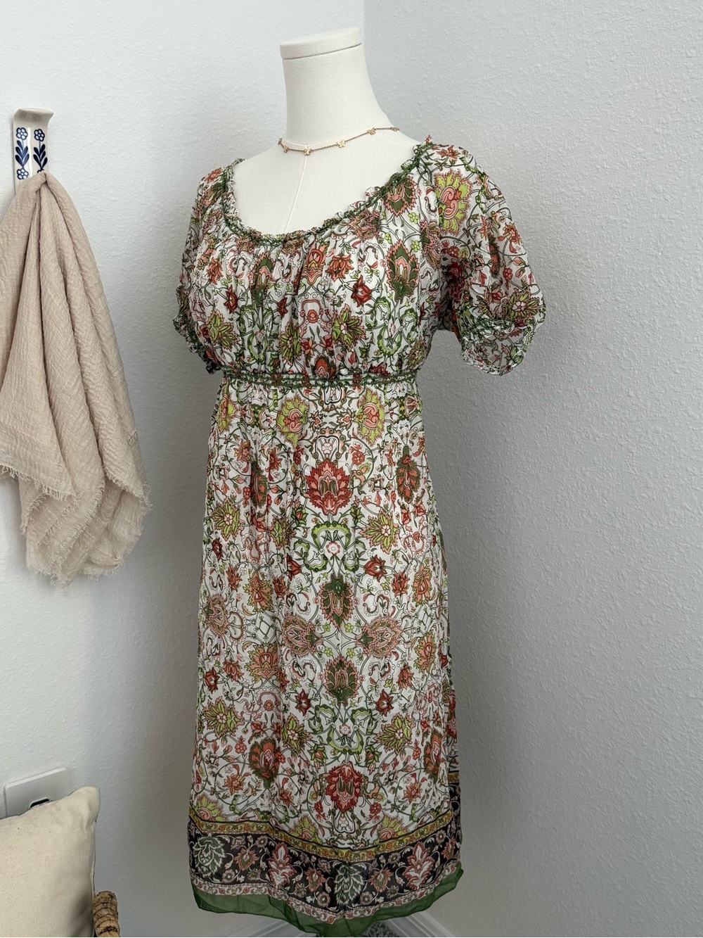 Studio M Woman Silk Blend Boho Paisley Midi Dress Size 1X